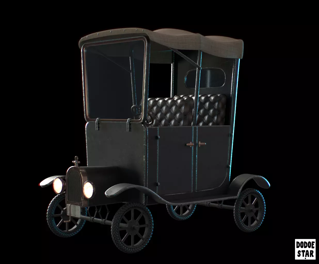 CarThesis old fashioned car Low-poly 3D model_0