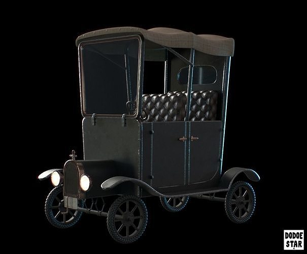 CarThesis old fashioned car Low-poly 3D model
