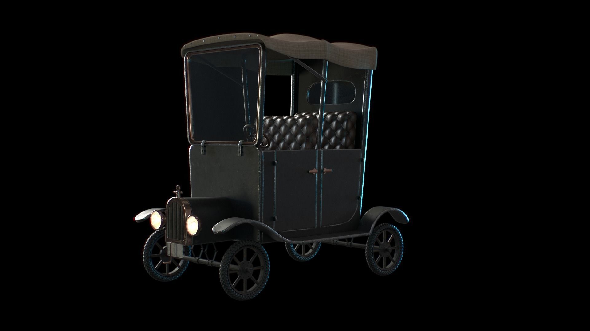 CarThesis old fashioned car Low-poly 3D model_1