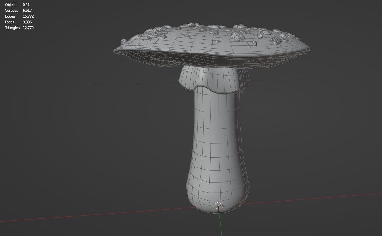 Mushroom on wooden stick Low-poly 3D model_1