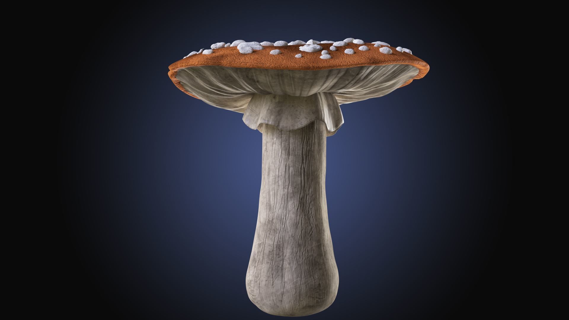 Mushroom on wooden stick Low-poly 3D model_2