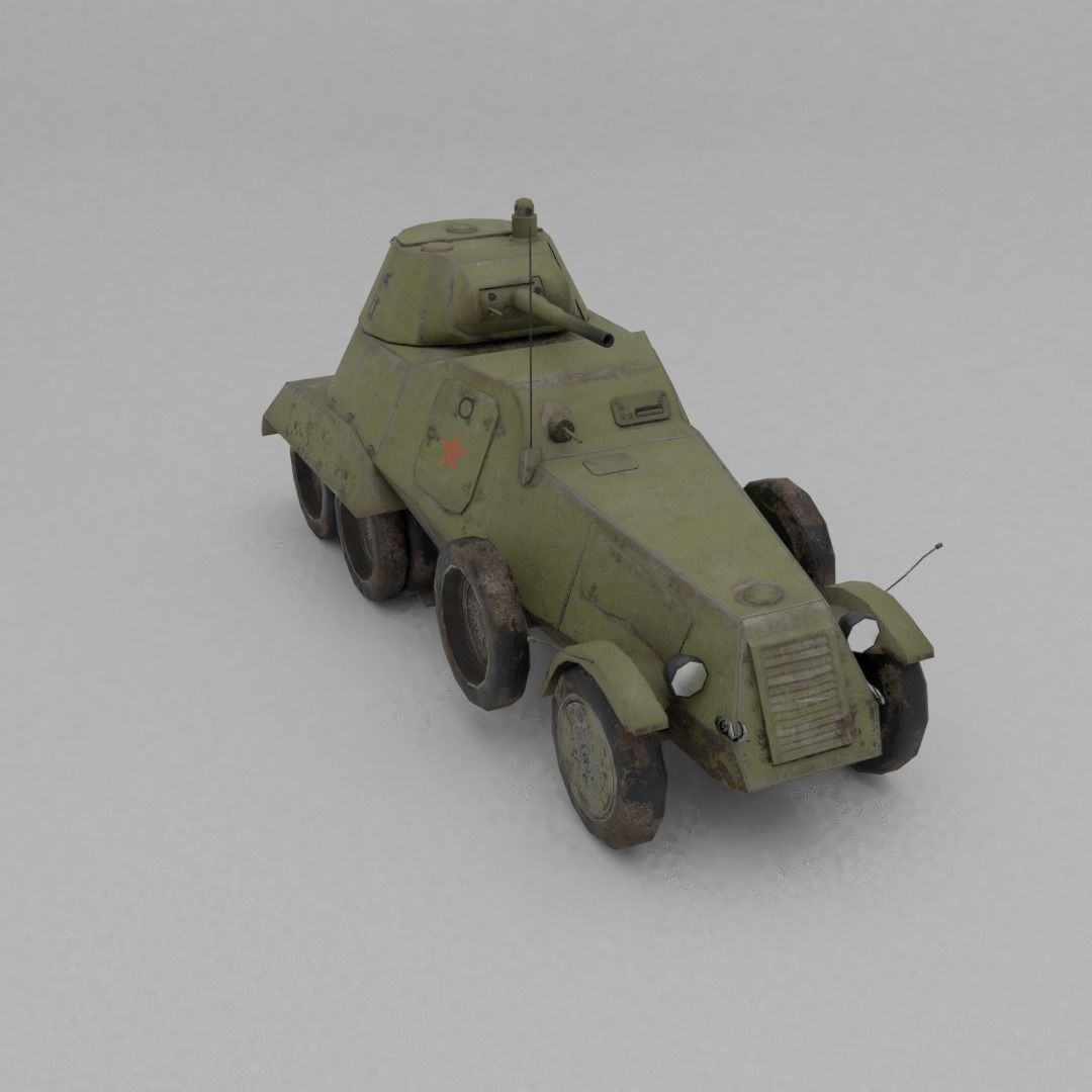 BA-11 Armored Car Low-poly 3D model_21