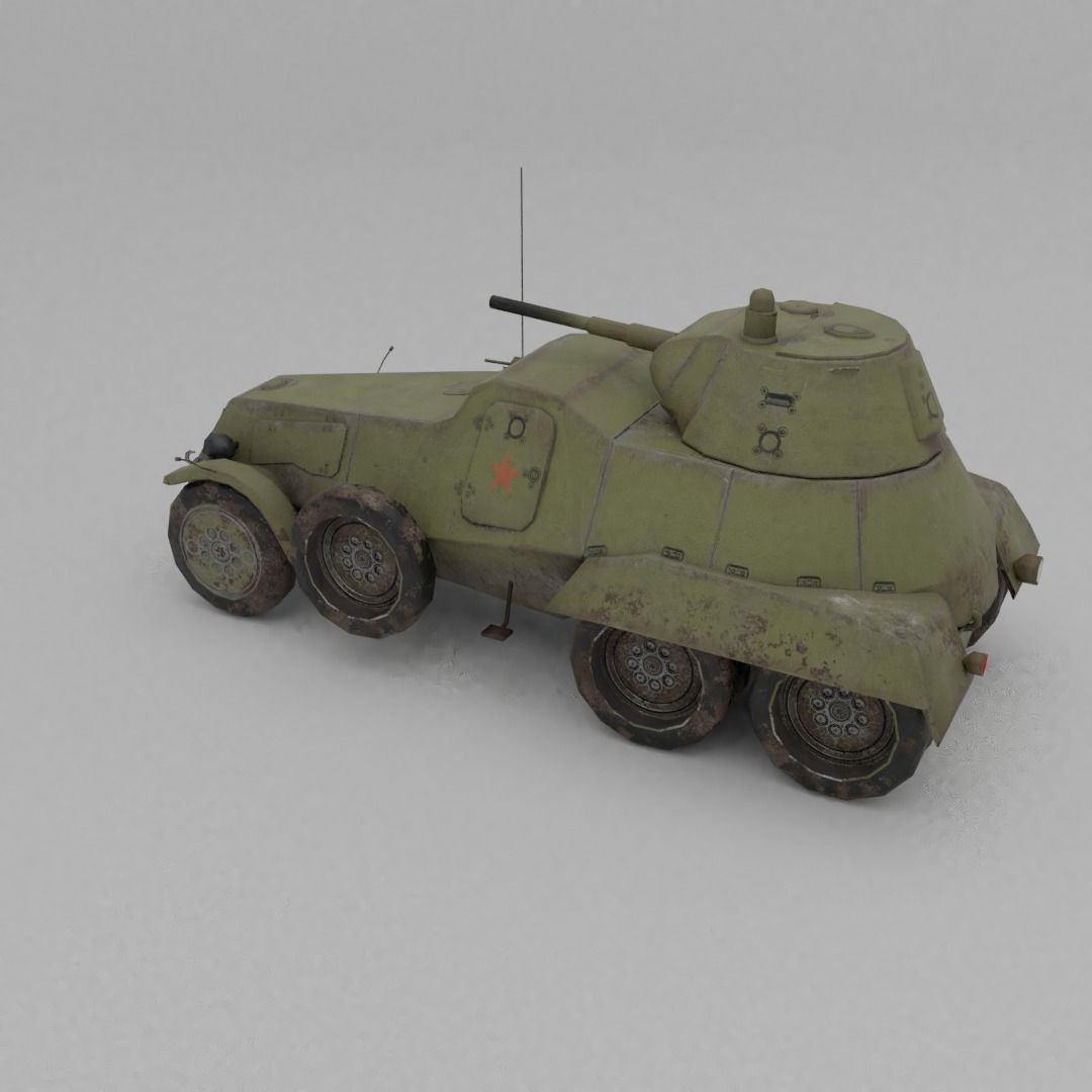 BA-11 Armored Car Low-poly 3D model_30