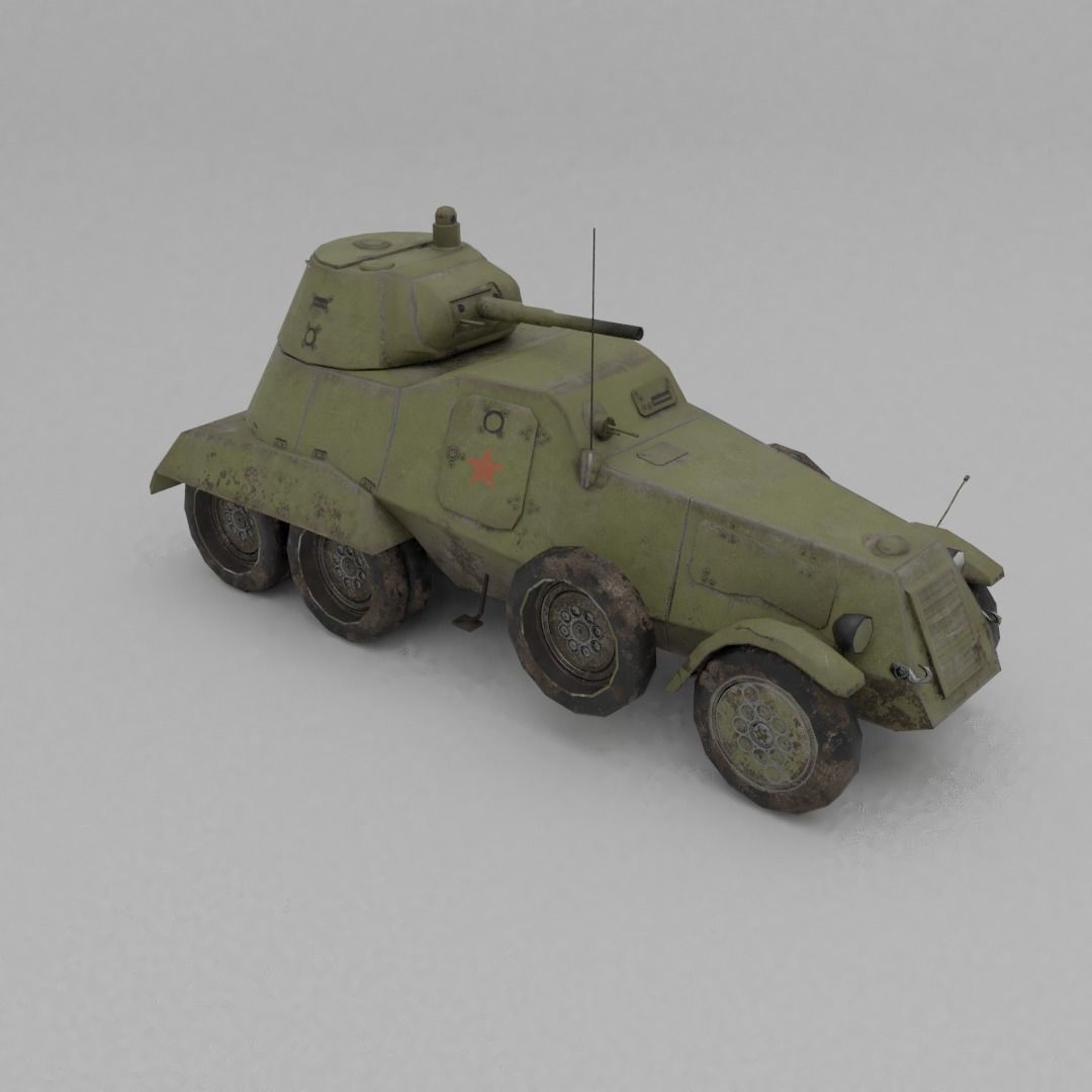 BA-11 Armored Car Low-poly 3D model_22
