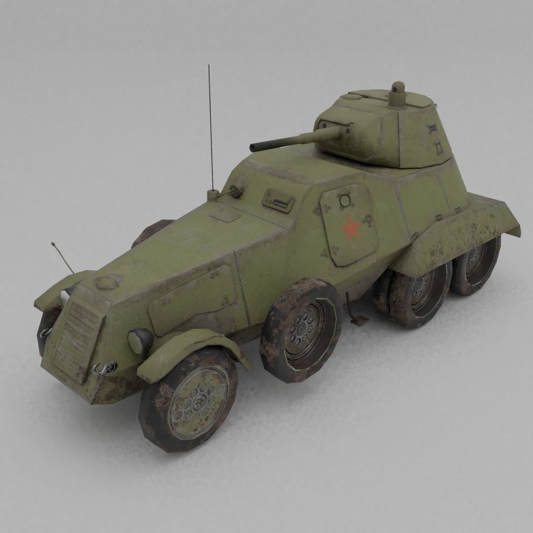 BA-11 Armored Car Low-poly 3D model_2