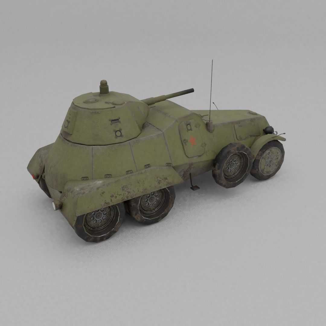 BA-11 Armored Car Low-poly 3D model_25