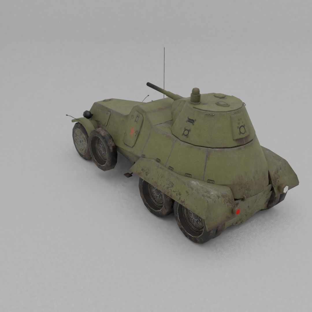 BA-11 Armored Car Low-poly 3D model_29