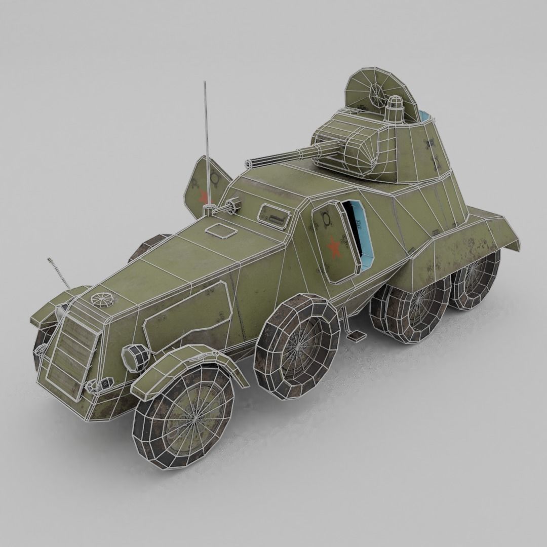 BA-11 Armored Car Low-poly 3D model_4