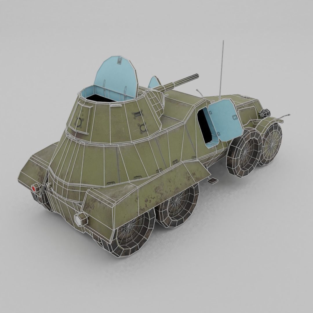 BA-11 Armored Car Low-poly 3D model_8