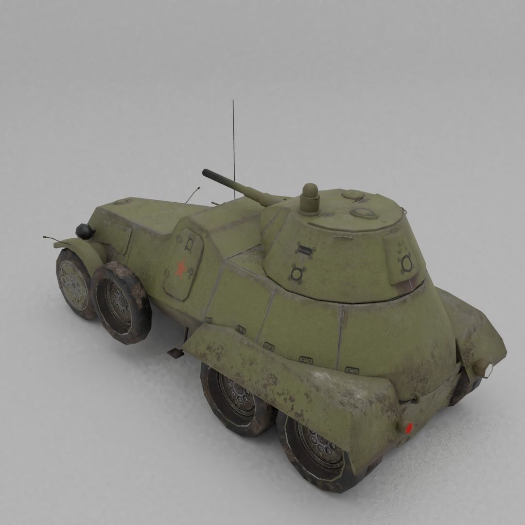 BA-11 Armored Car Low-poly 3D model_16
