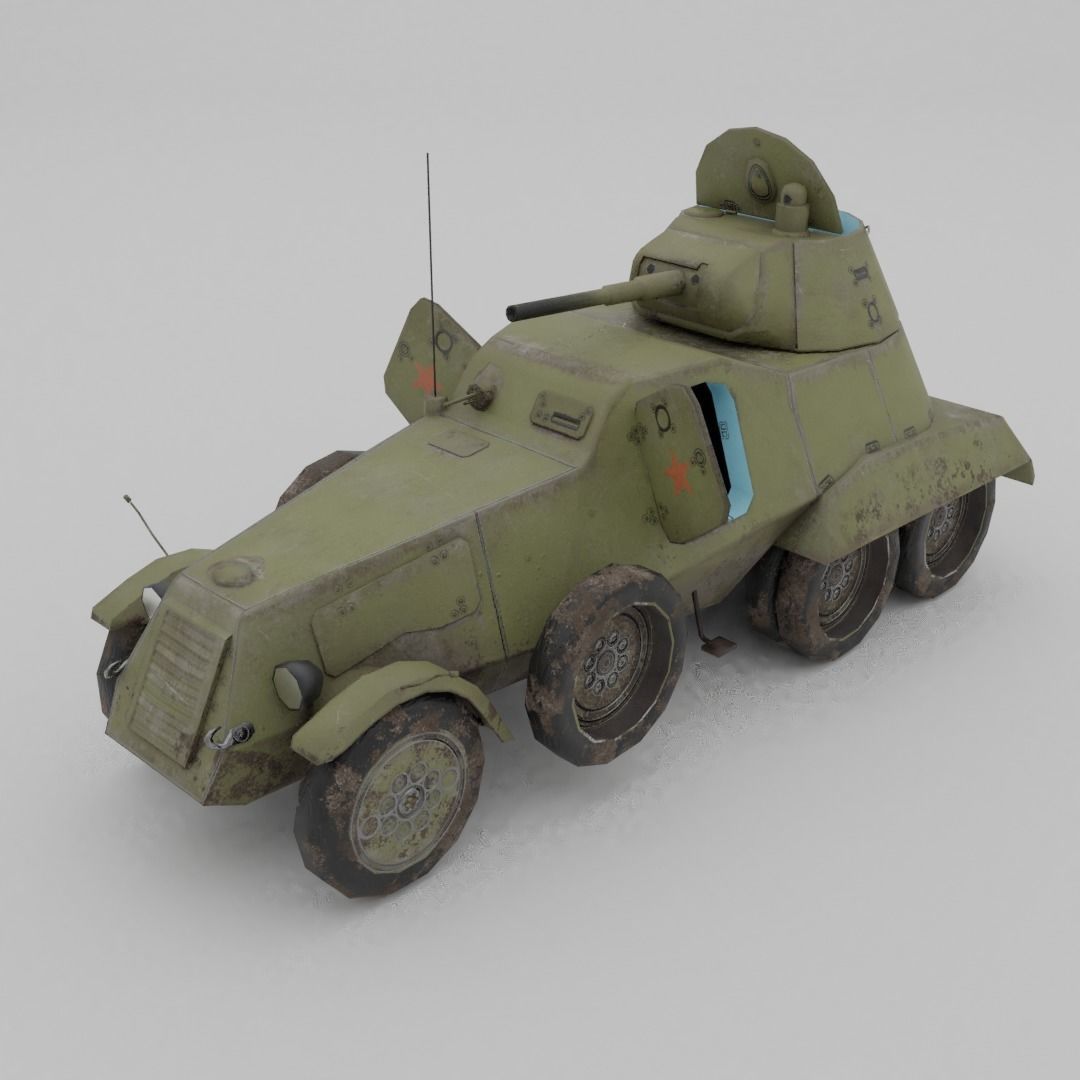 BA-11 Armored Car Low-poly 3D model_3