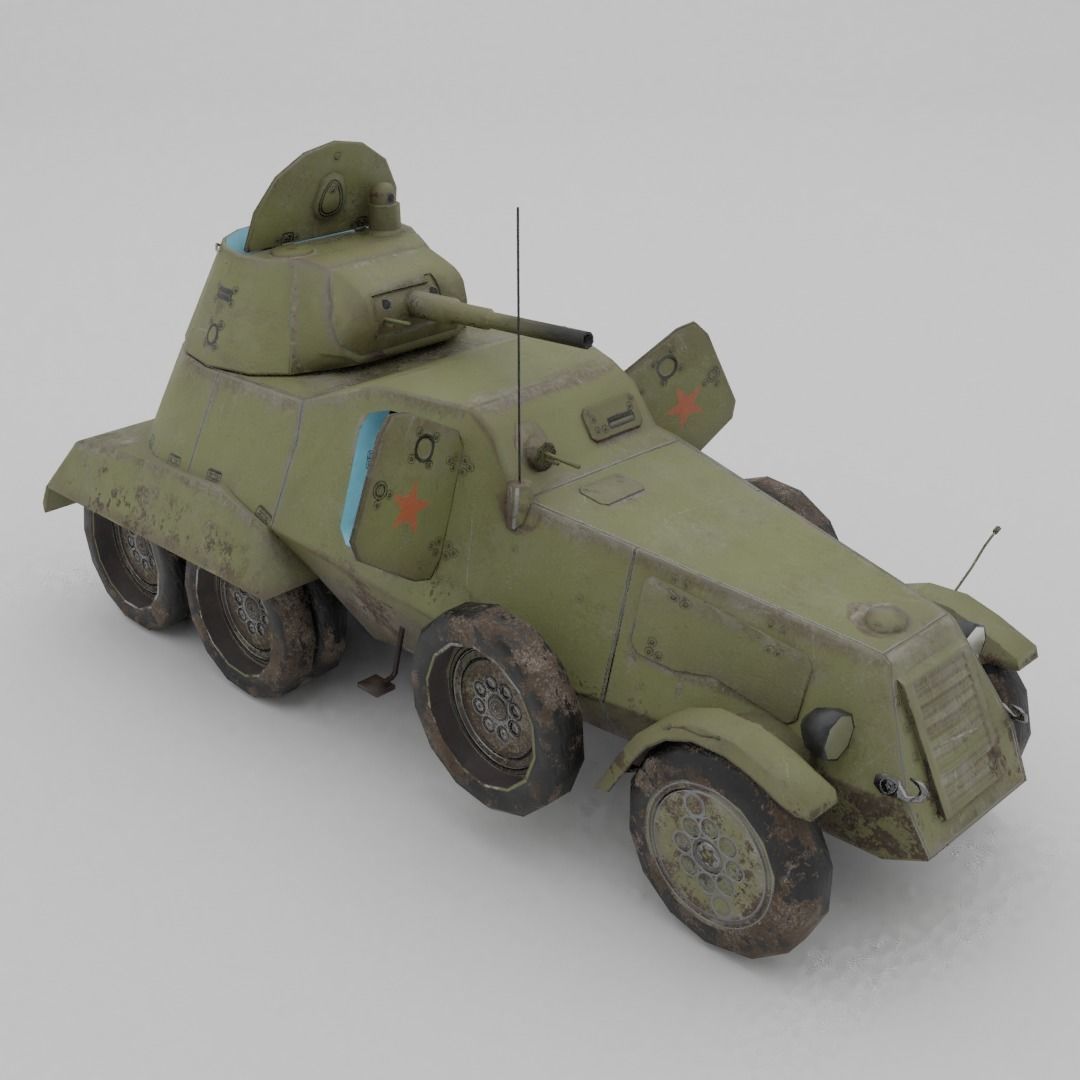 BA-11 Armored Car Low-poly 3D model_5