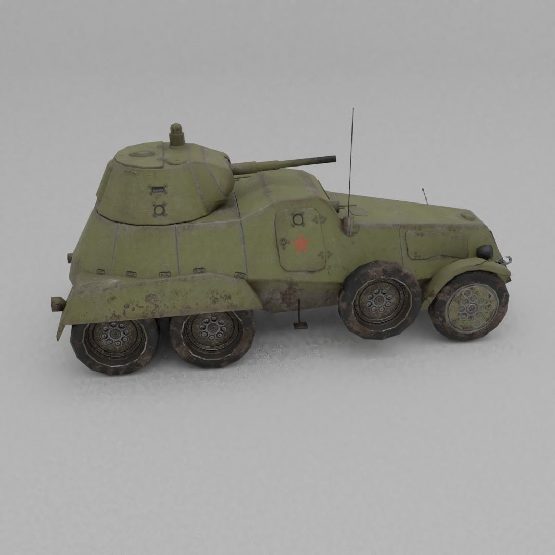 BA-11 Armored Car Low-poly 3D model_24