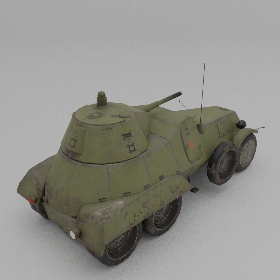 BA-11 Armored Car Low-poly 3D model_14