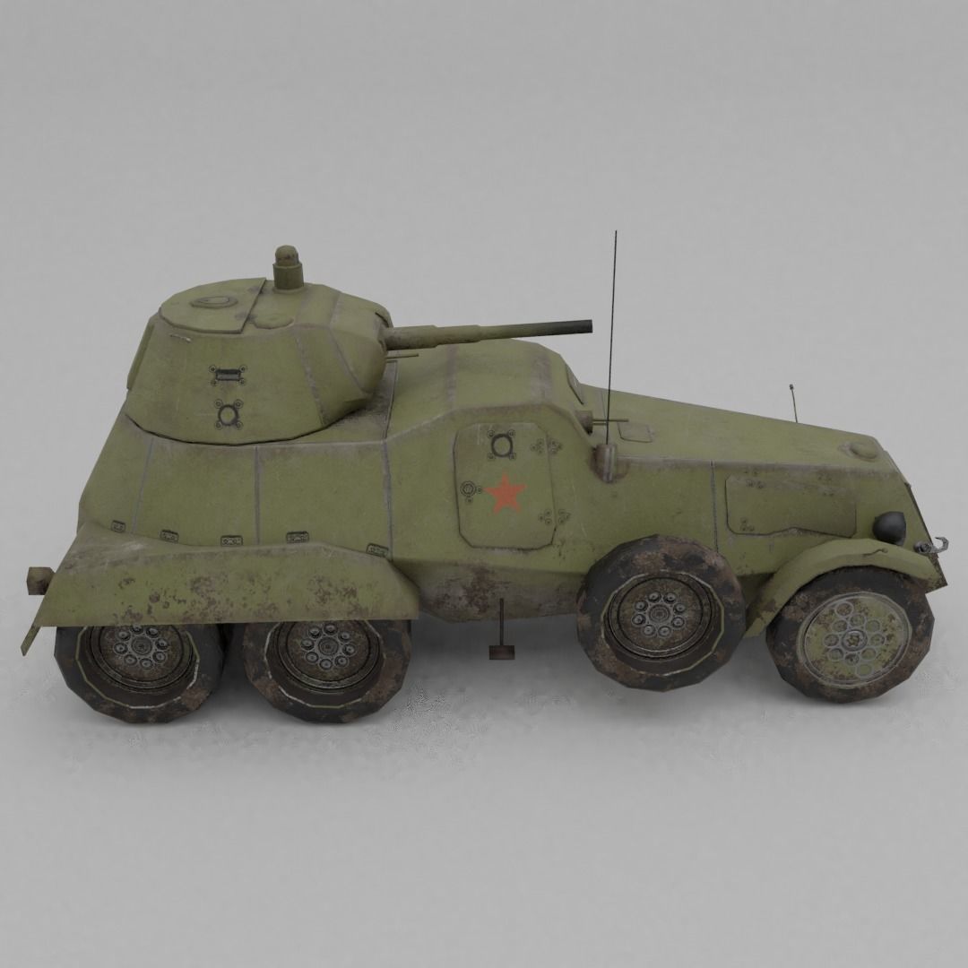 BA-11 Armored Car Low-poly 3D model_13