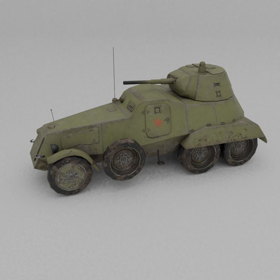 BA-11 Armored Car Low-poly 3D model_32
