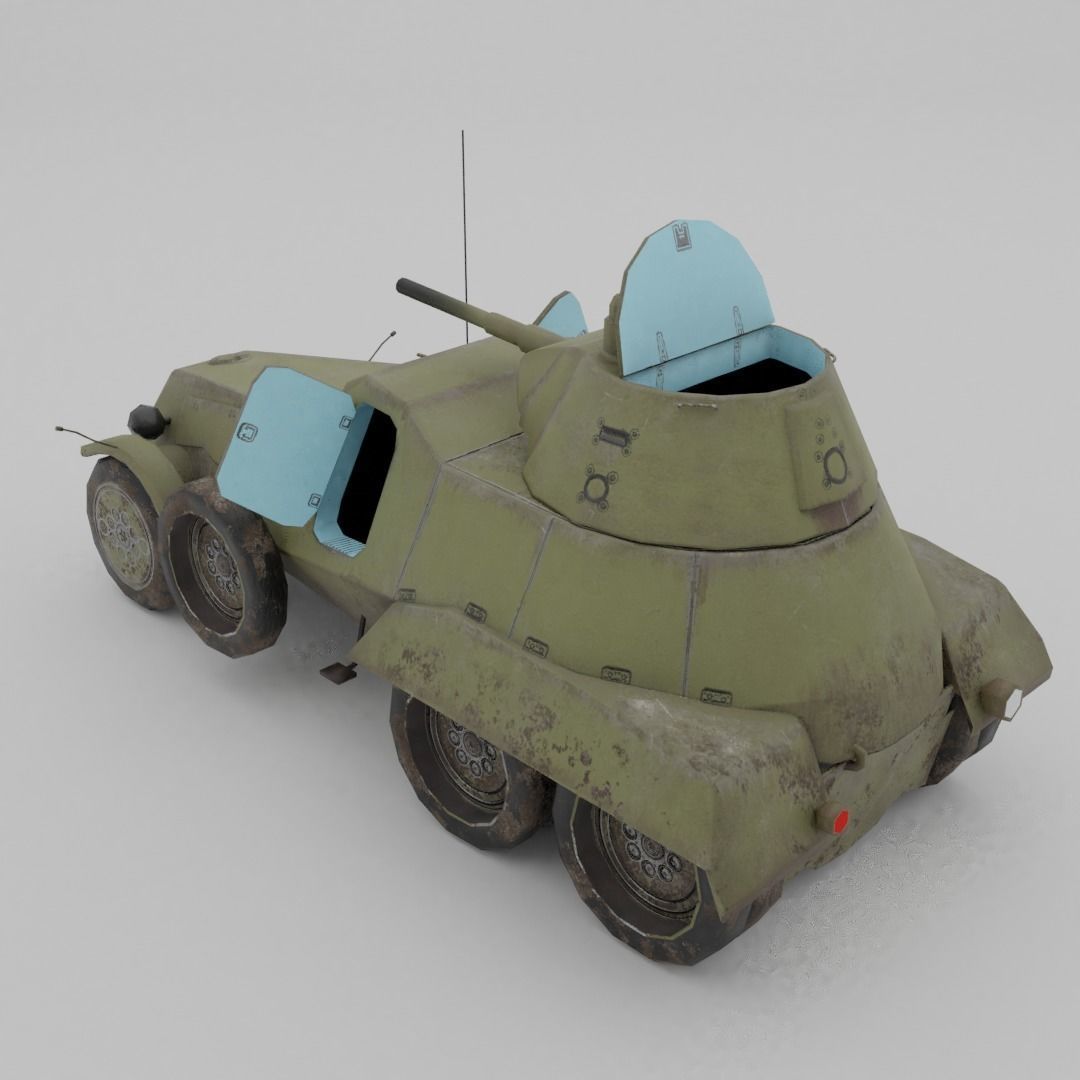 BA-11 Armored Car Low-poly 3D model_9