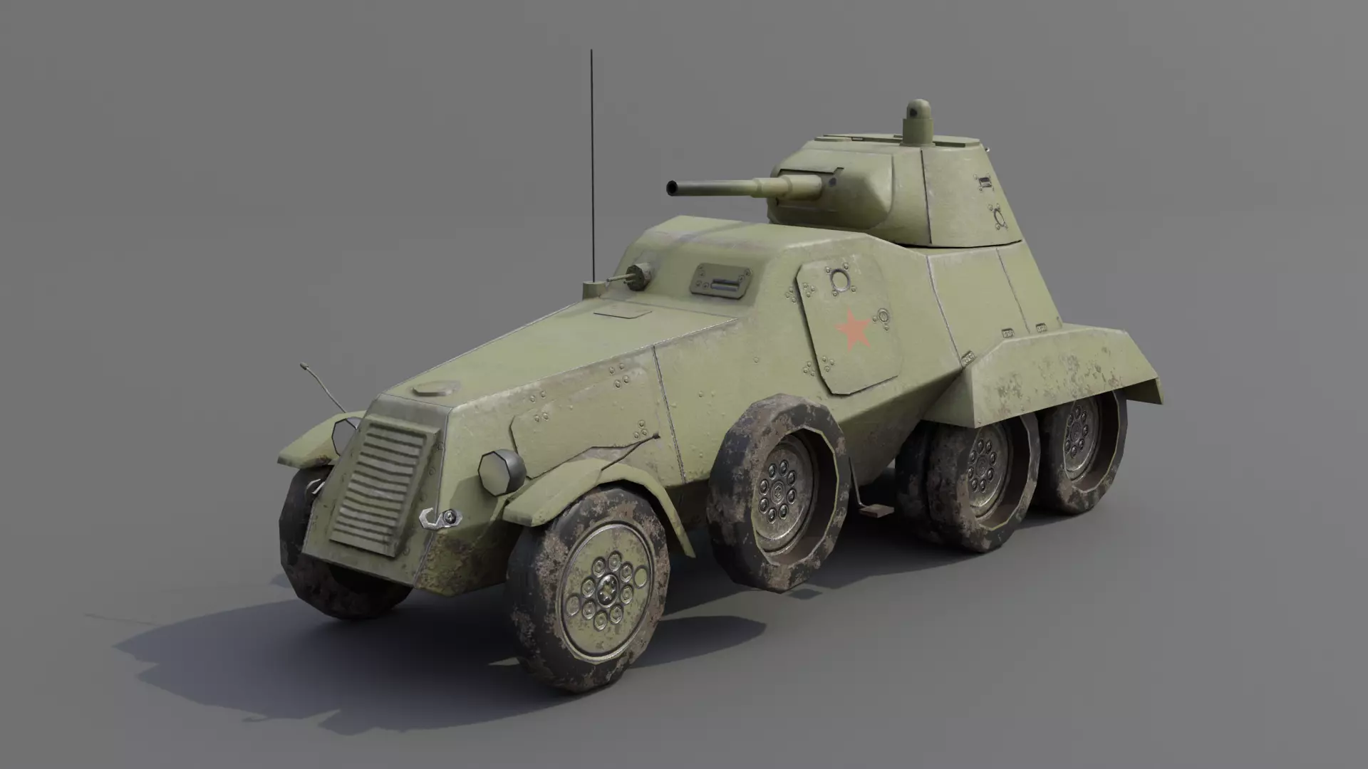 BA-11 Armored Car Low-poly 3D model_0