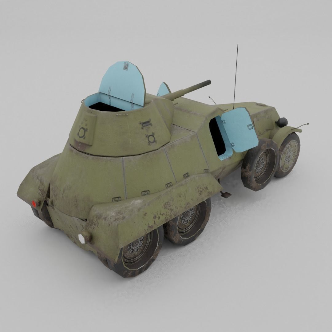 BA-11 Armored Car Low-poly 3D model_7
