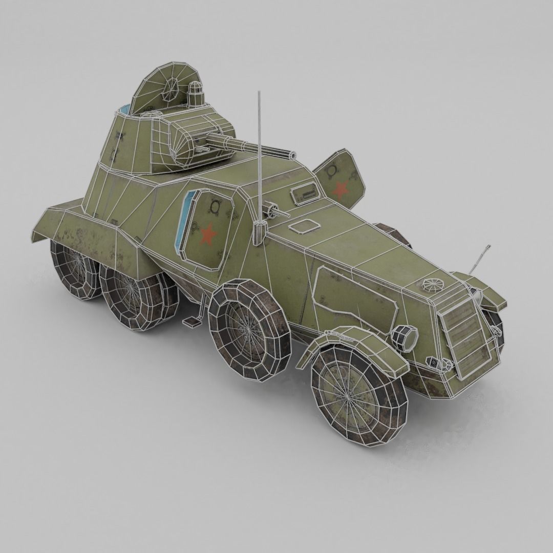 BA-11 Armored Car Low-poly 3D model_6