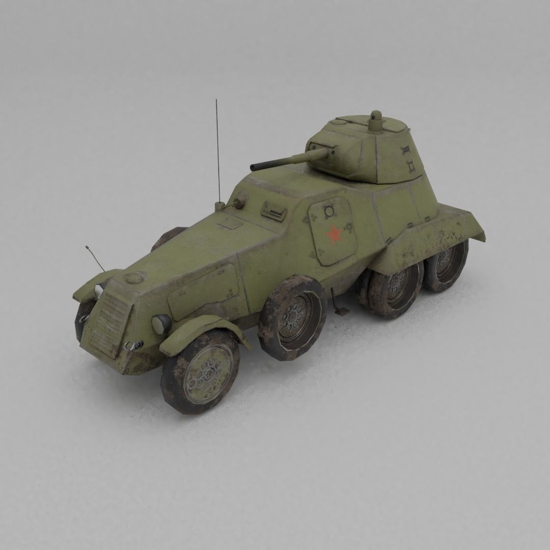 BA-11 Armored Car Low-poly 3D model_33