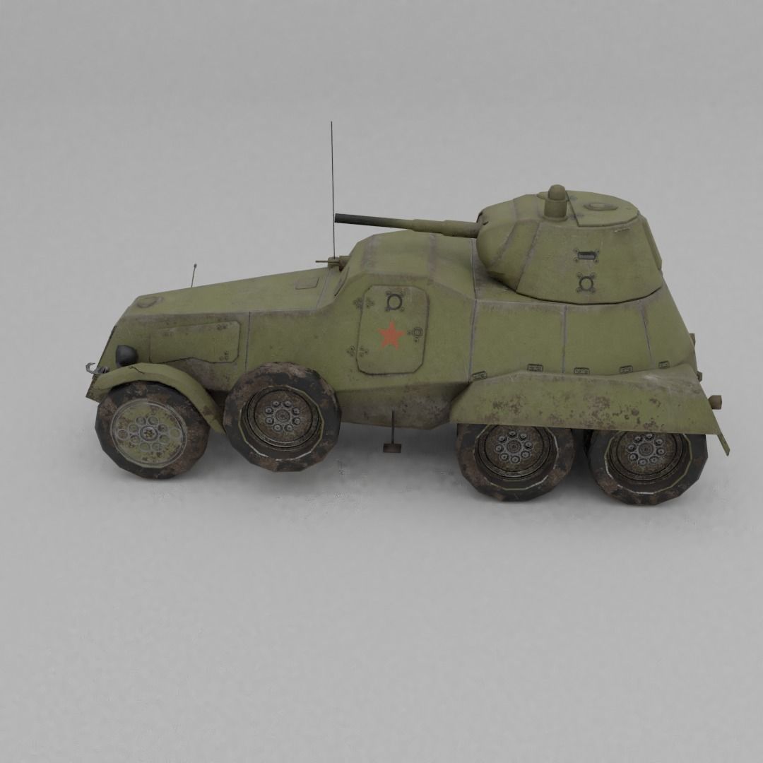 BA-11 Armored Car Low-poly 3D model_31