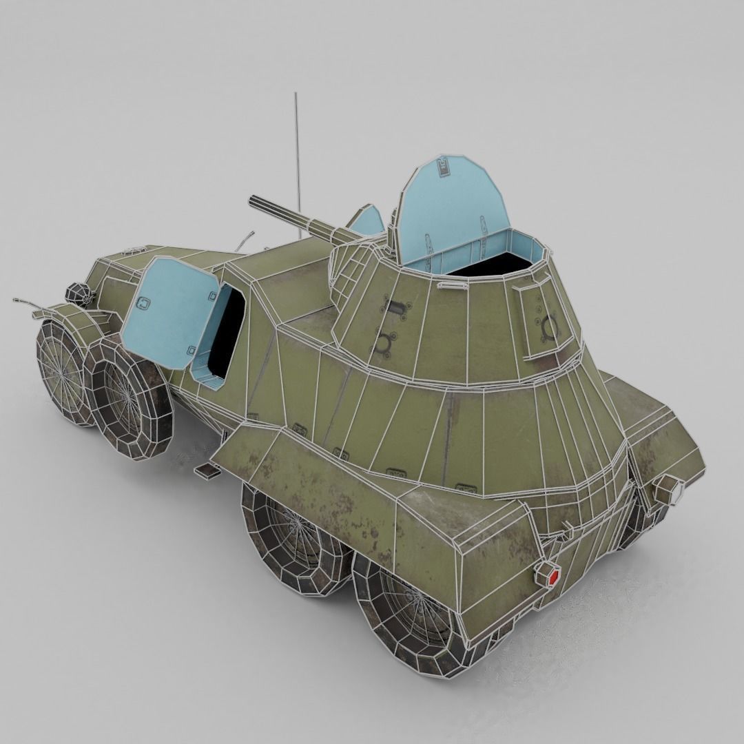 BA-11 Armored Car Low-poly 3D model_10