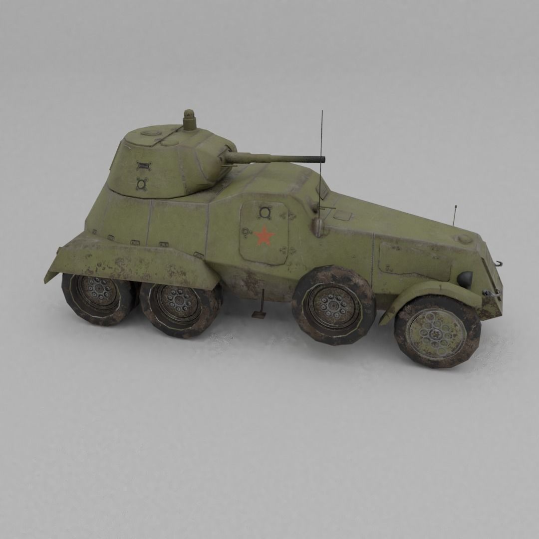 BA-11 Armored Car Low-poly 3D model_23