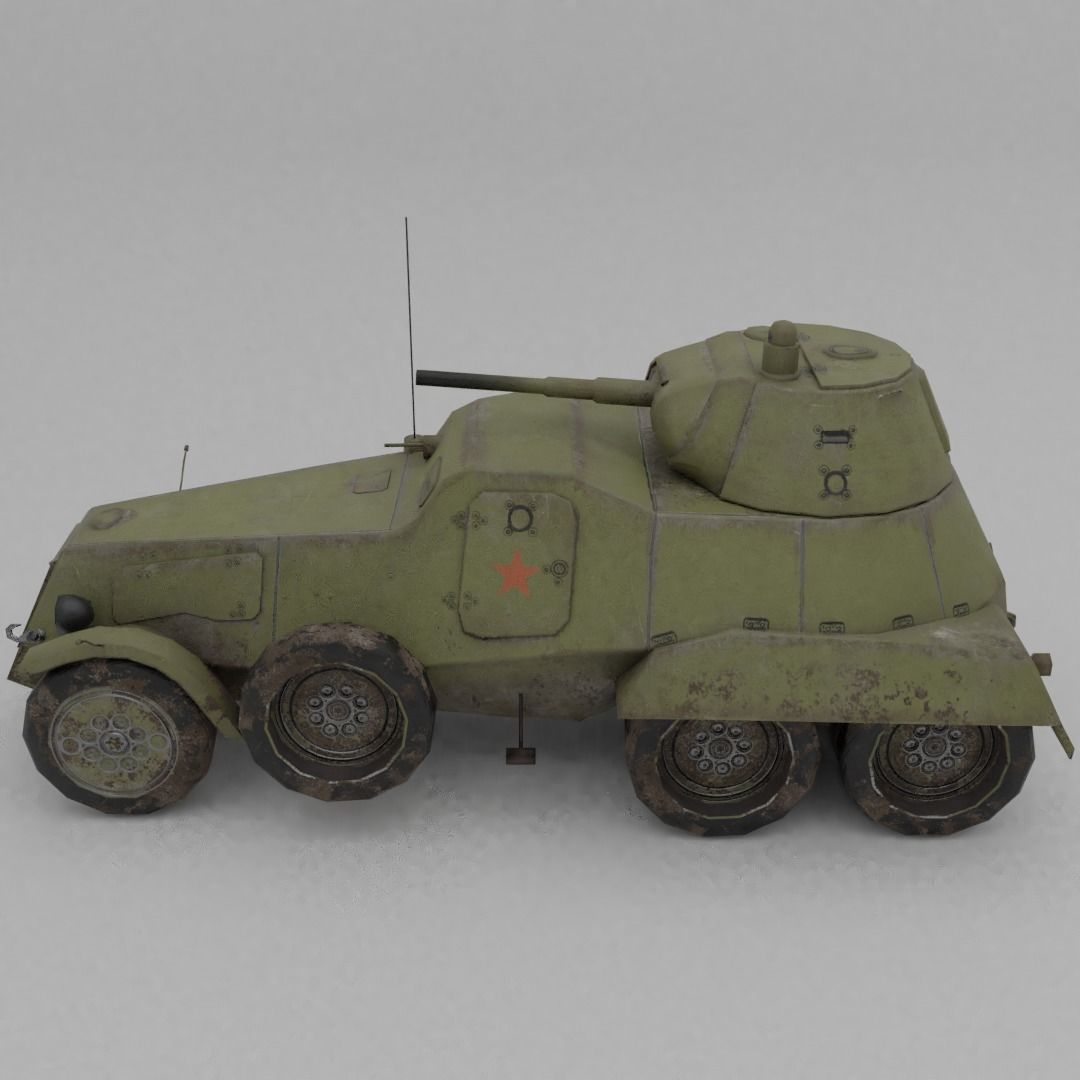 BA-11 Armored Car Low-poly 3D model_17