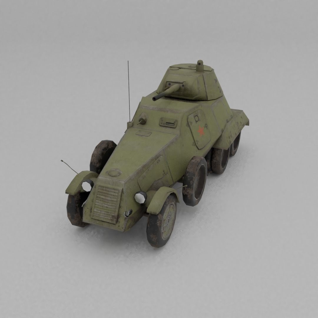BA-11 Armored Car Low-poly 3D model_19