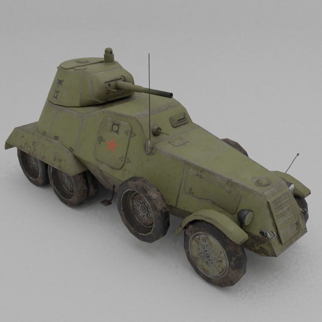 BA-11 Armored Car Low-poly 3D model_12