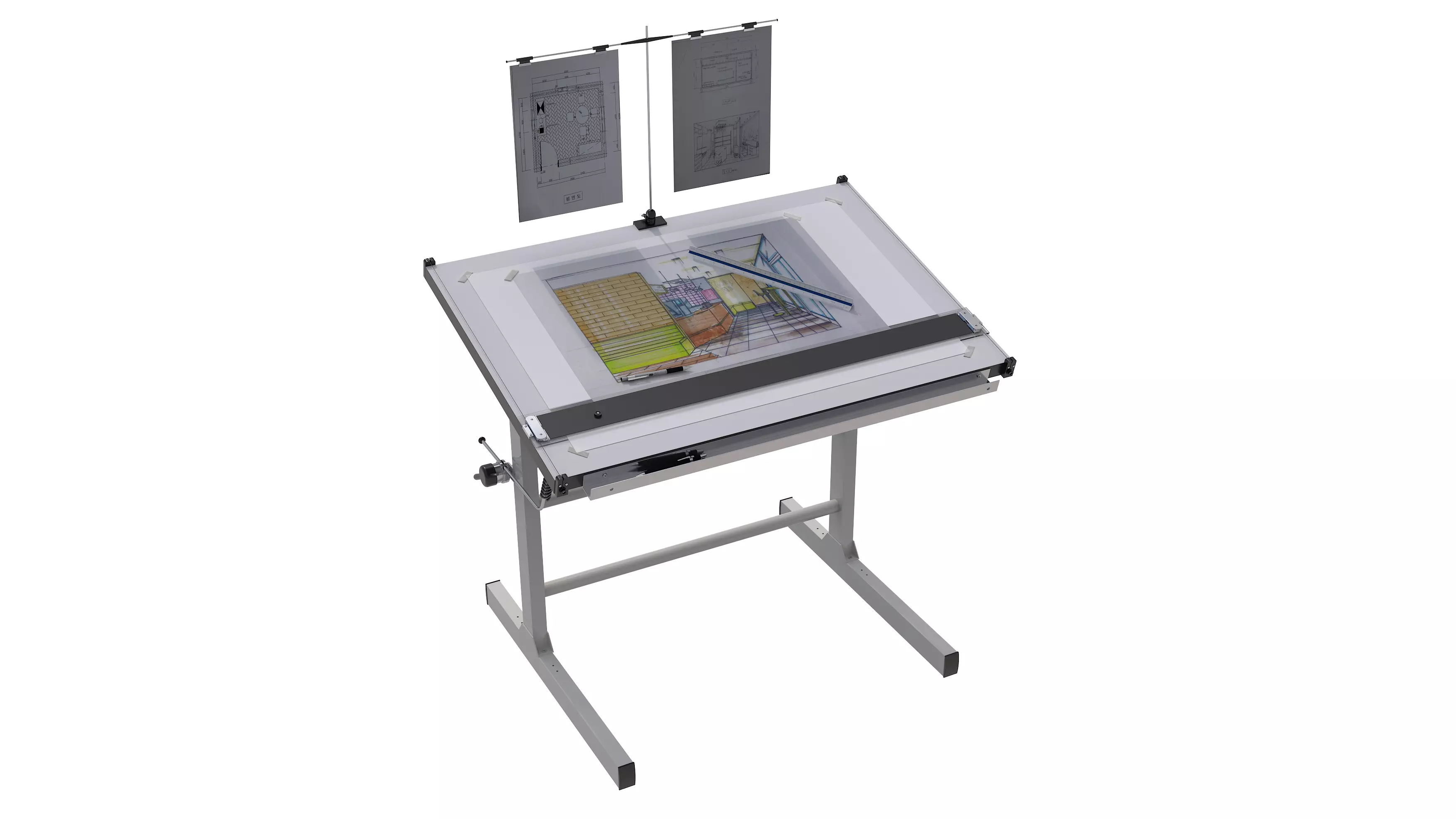 architectural drawing table board 3D model_0