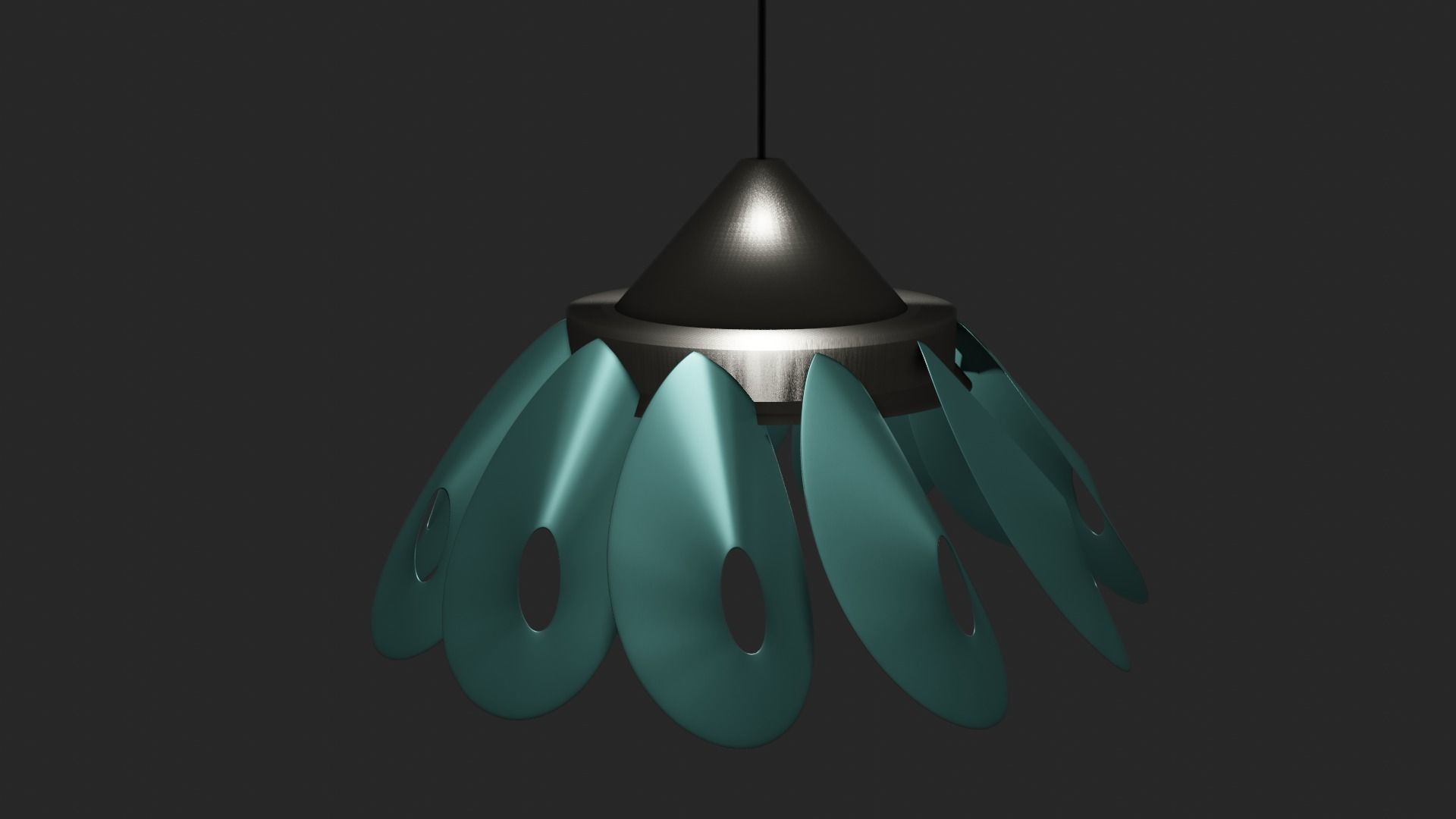 Brass Floral Pendant Lamp 3D model_5