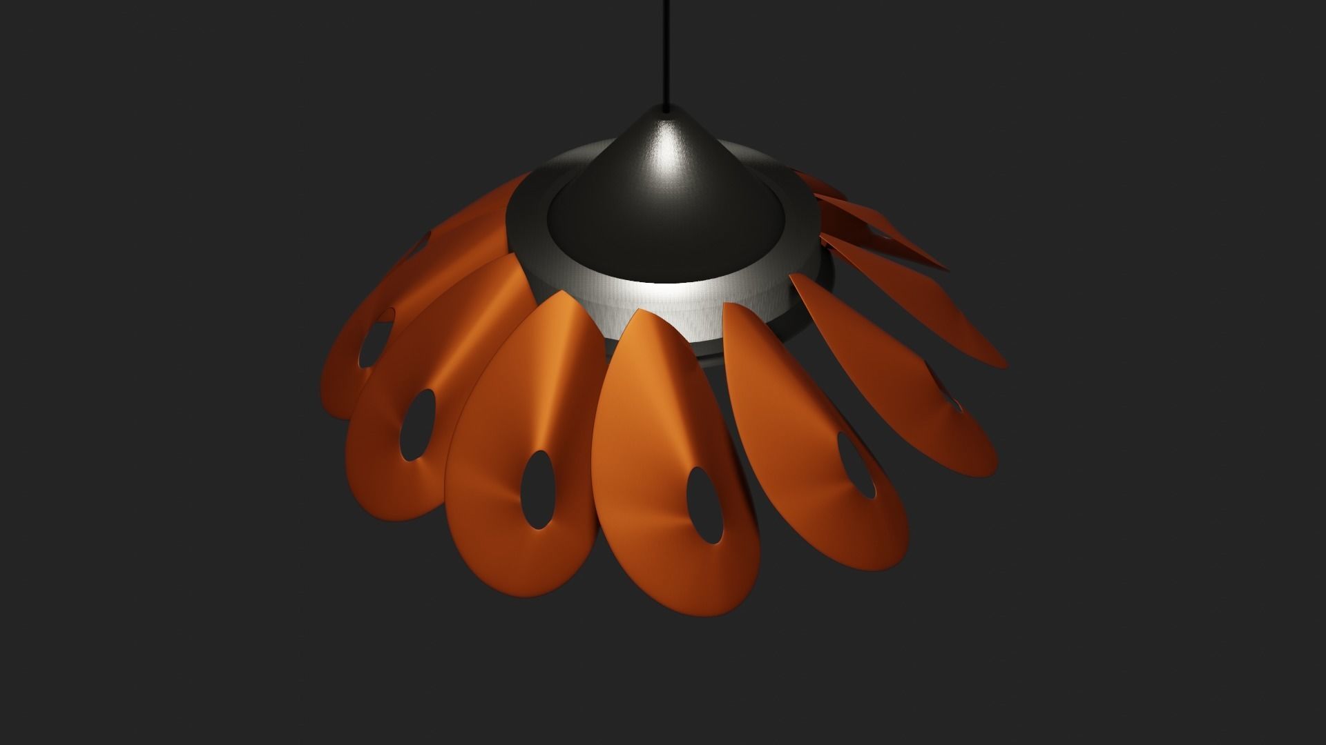 Brass Floral Pendant Lamp 3D model_6