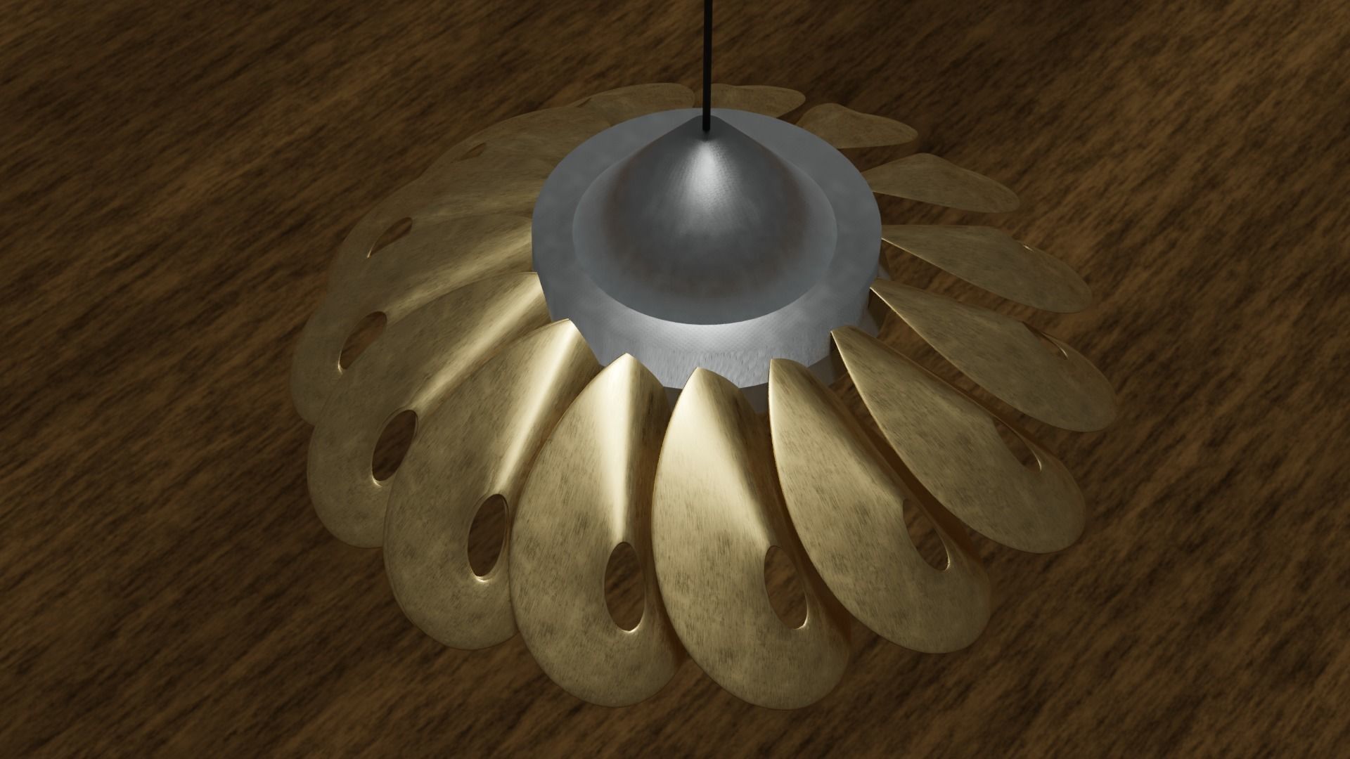 Brass Floral Pendant Lamp 3D model_2