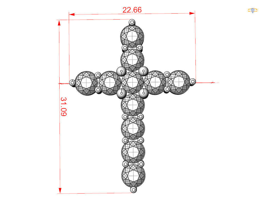 Cross with gem 3D print model_7