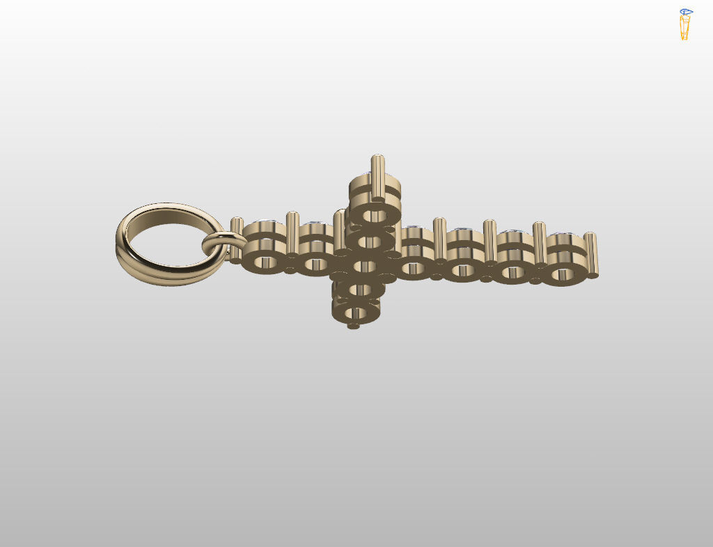 Cross with gem 3D print model_20