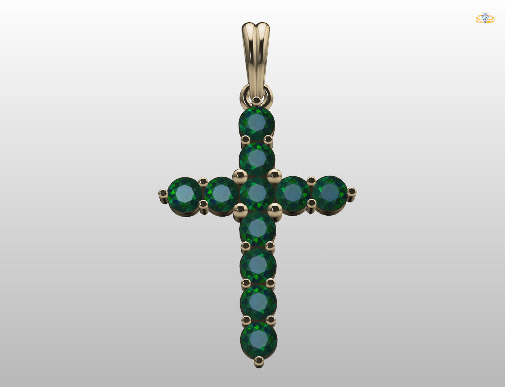 Cross with gem 3D print model_21