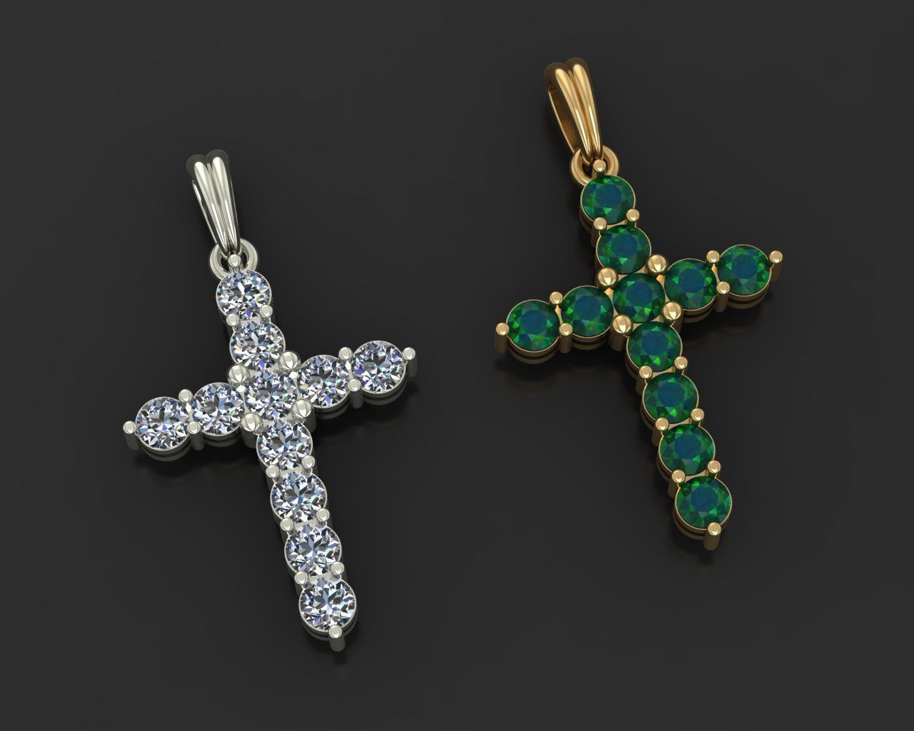 Cross with gem 3D print model_24