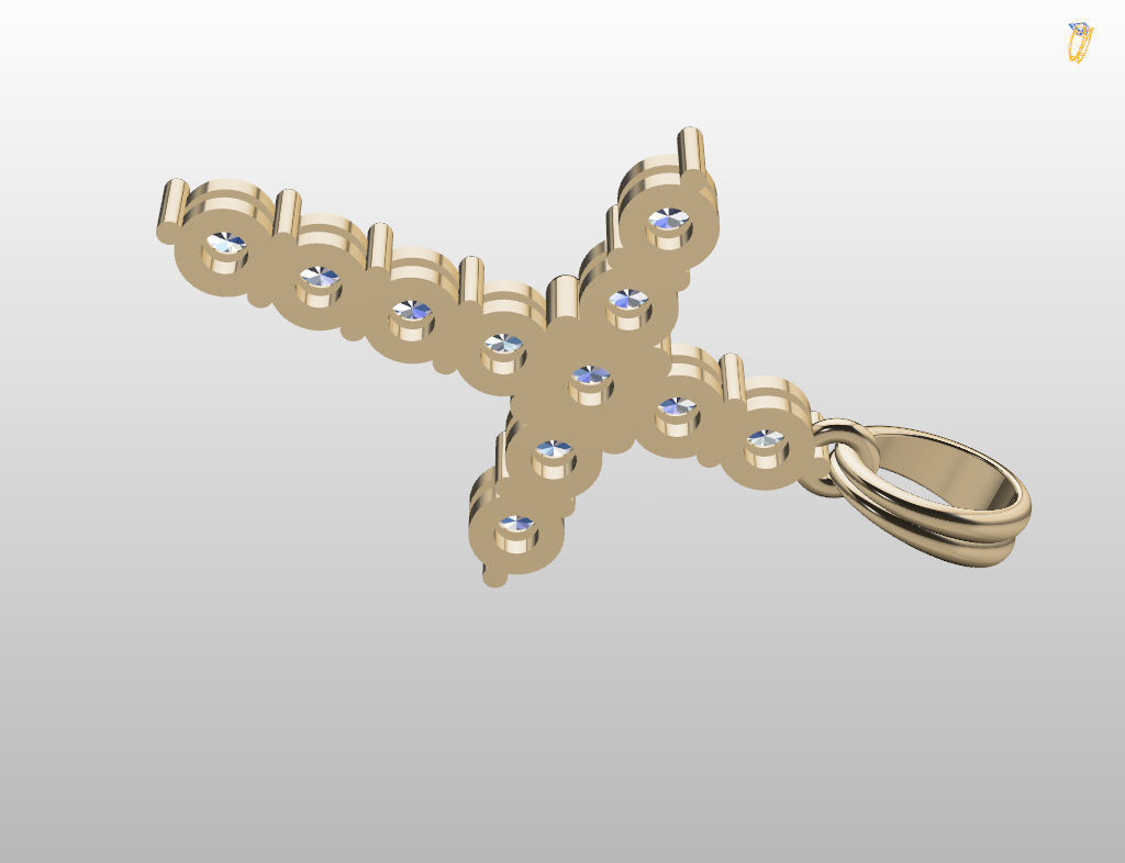 Cross with gem 3D print model_14