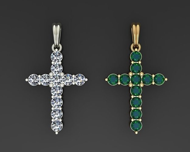 Cross with gem 3D print model