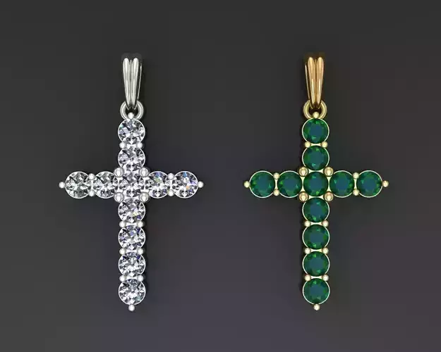 Cross with gem 3D print model