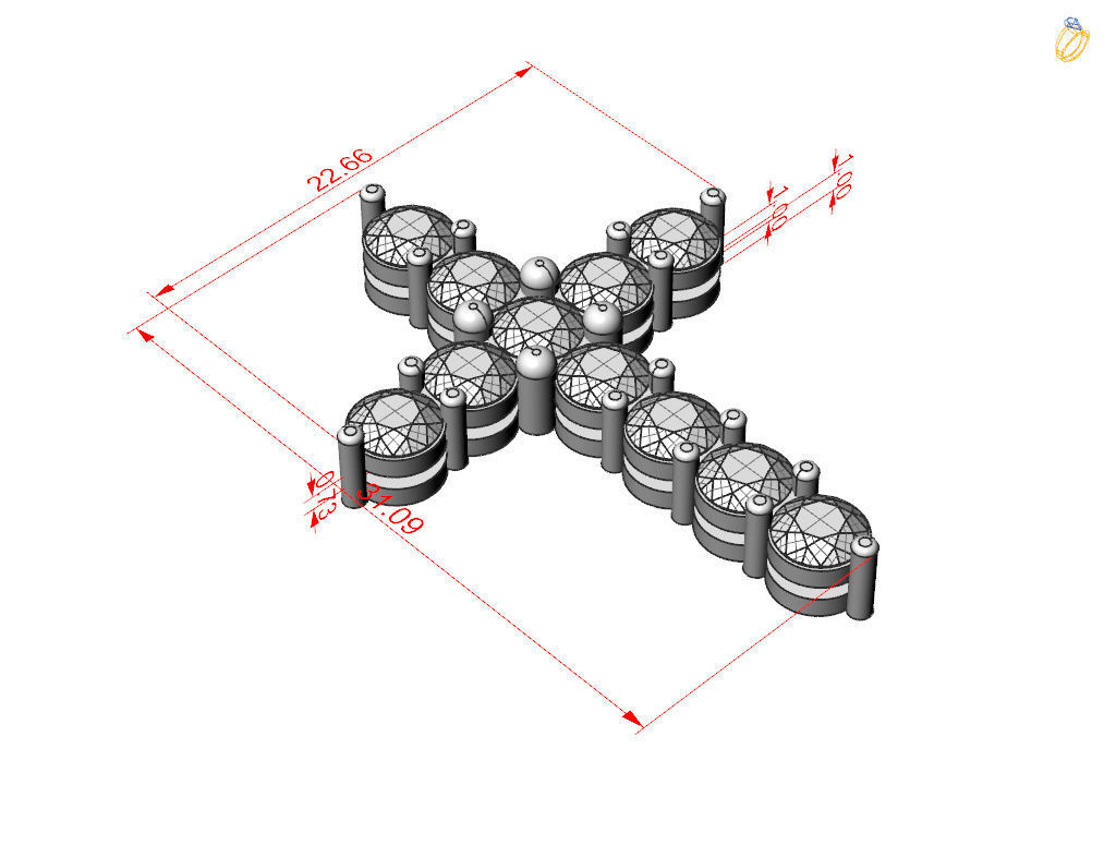 Cross with gem 3D print model_5