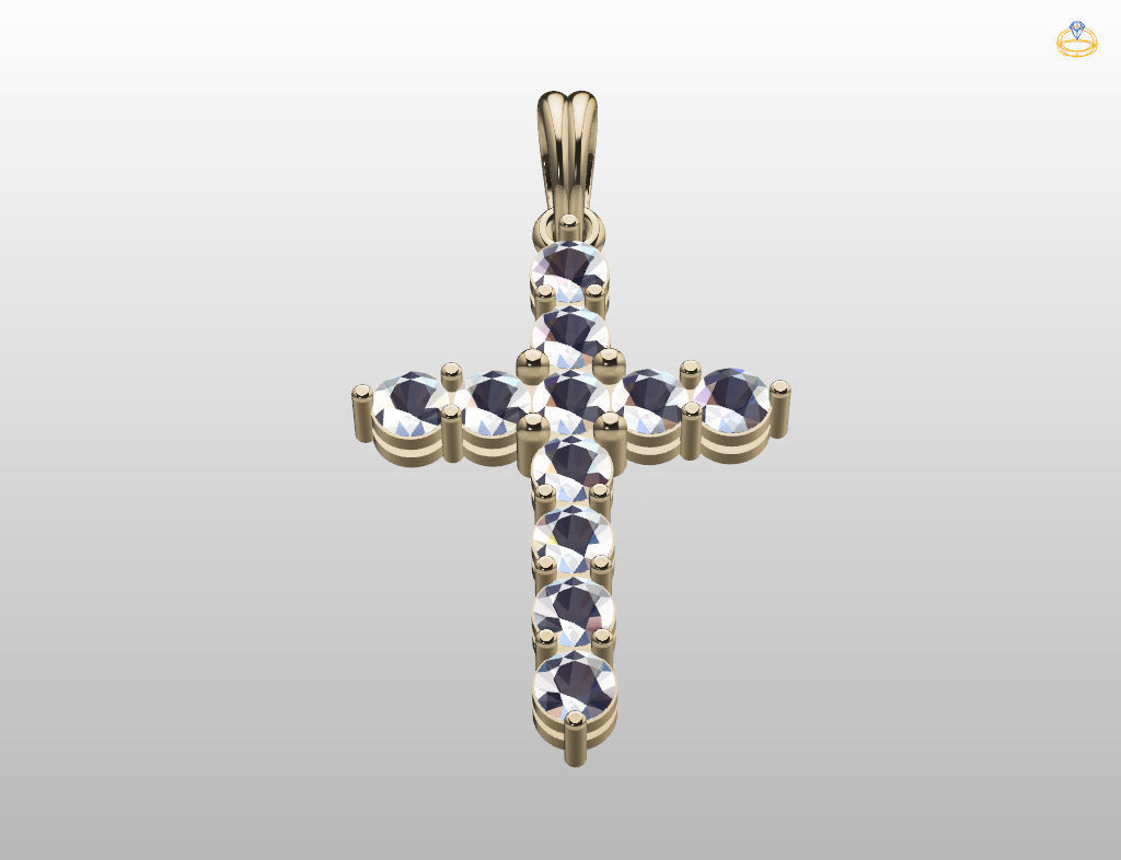 Cross with gem 3D print model_17