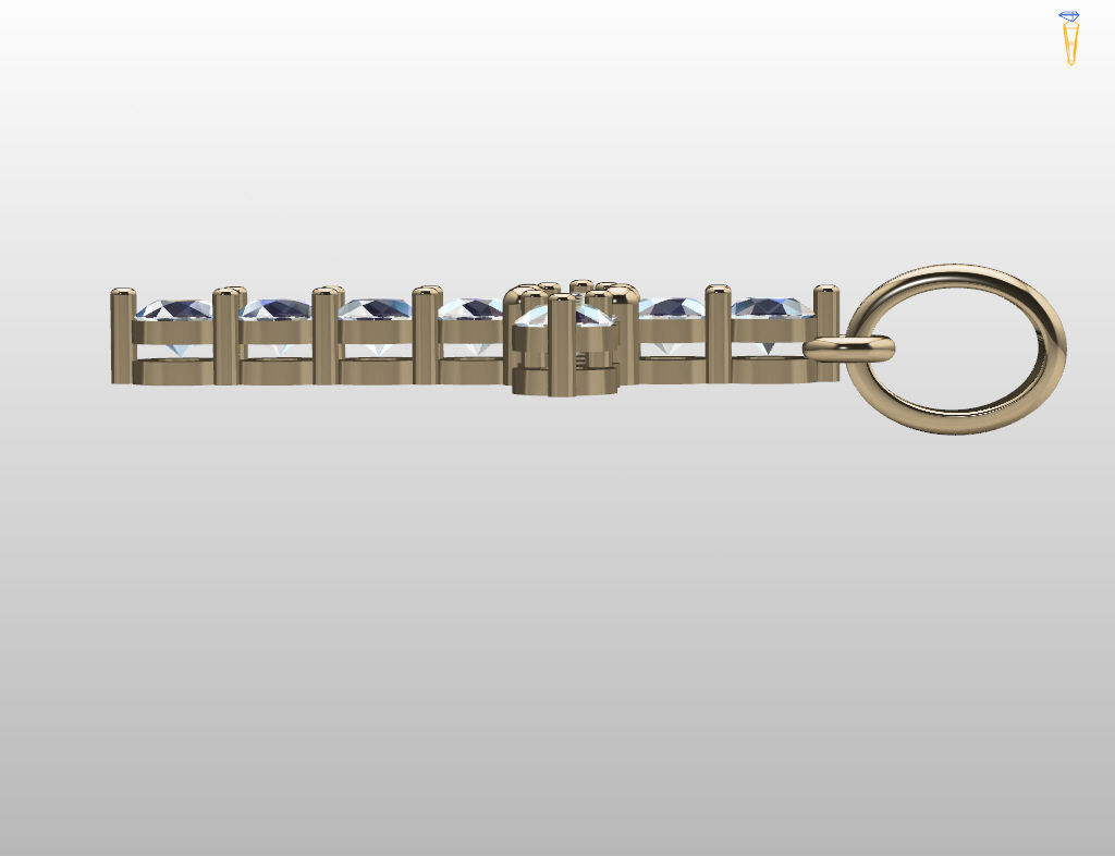 Cross with gem 3D print model_15