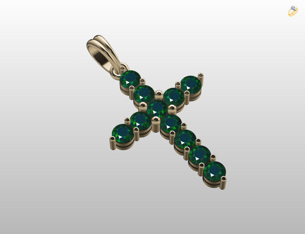 Cross with gem 3D print model_22