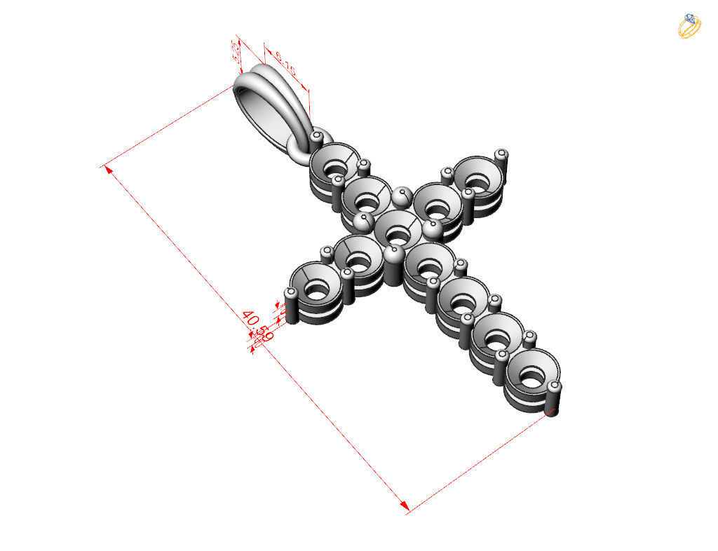 Cross with gem 3D print model_8