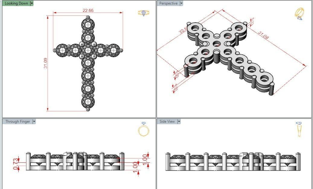 Cross with gem 3D print model_4