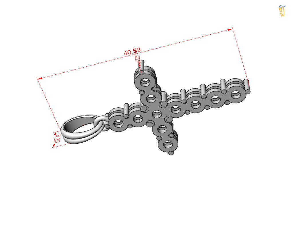 Cross with gem 3D print model_9