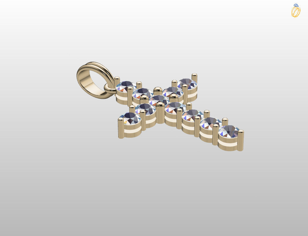 Cross with gem 3D print model_18